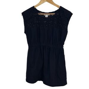 Motherhood Cotton Lace, Navy Maternity Top, Small